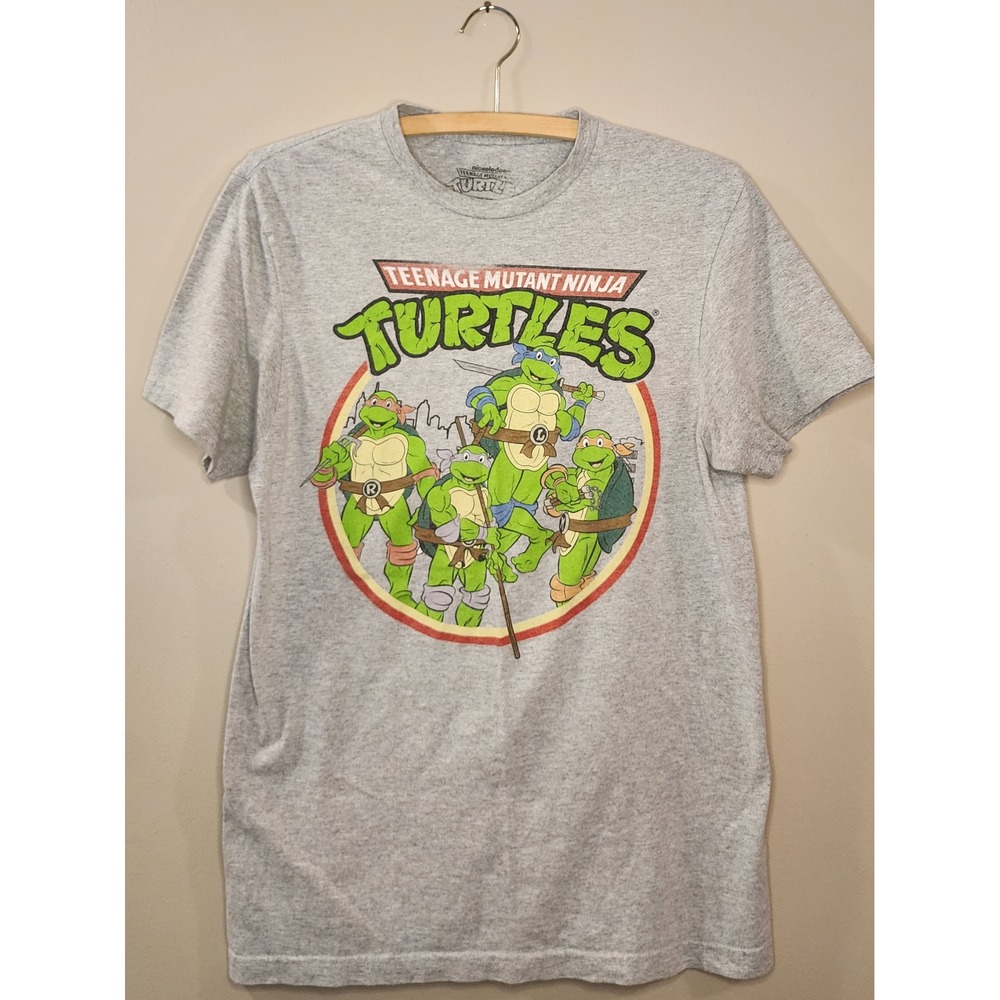 Nickelodeon TMNT Graphic Tee Mens Small Grey Excellent Retro Ninja Turtles Shirt